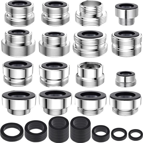 Set di Adattatori di Aria per Cucina con 16 Pezzi - Adattatore per Rubinetto Maschio-Femmina - Connessione per Tubo di Giardino - Filtro d'Acqua - Connessione Standard per Tubo - Divertitore di Tubo