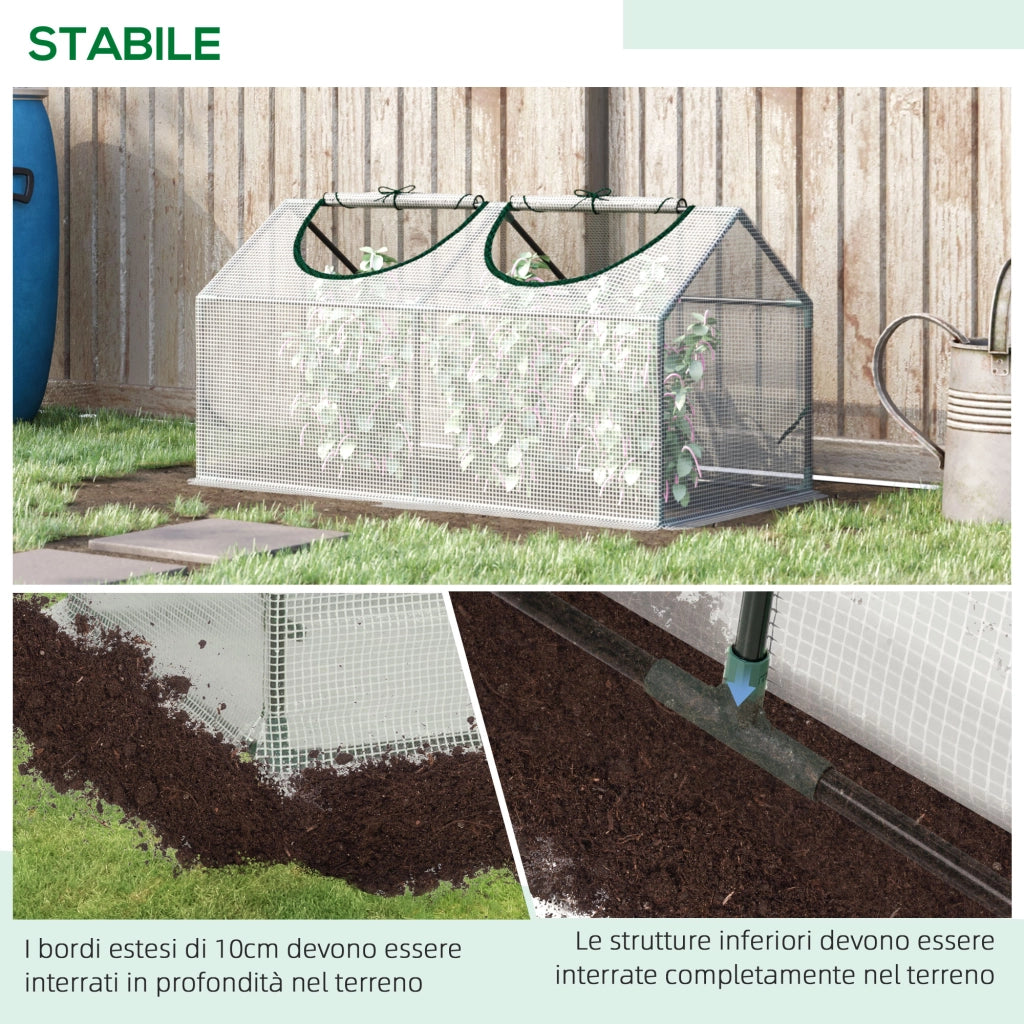 Serra da Giardino Casetta in PE con Bordi Estesi ¨C zephmum ¨C 120x60x60 Bianco