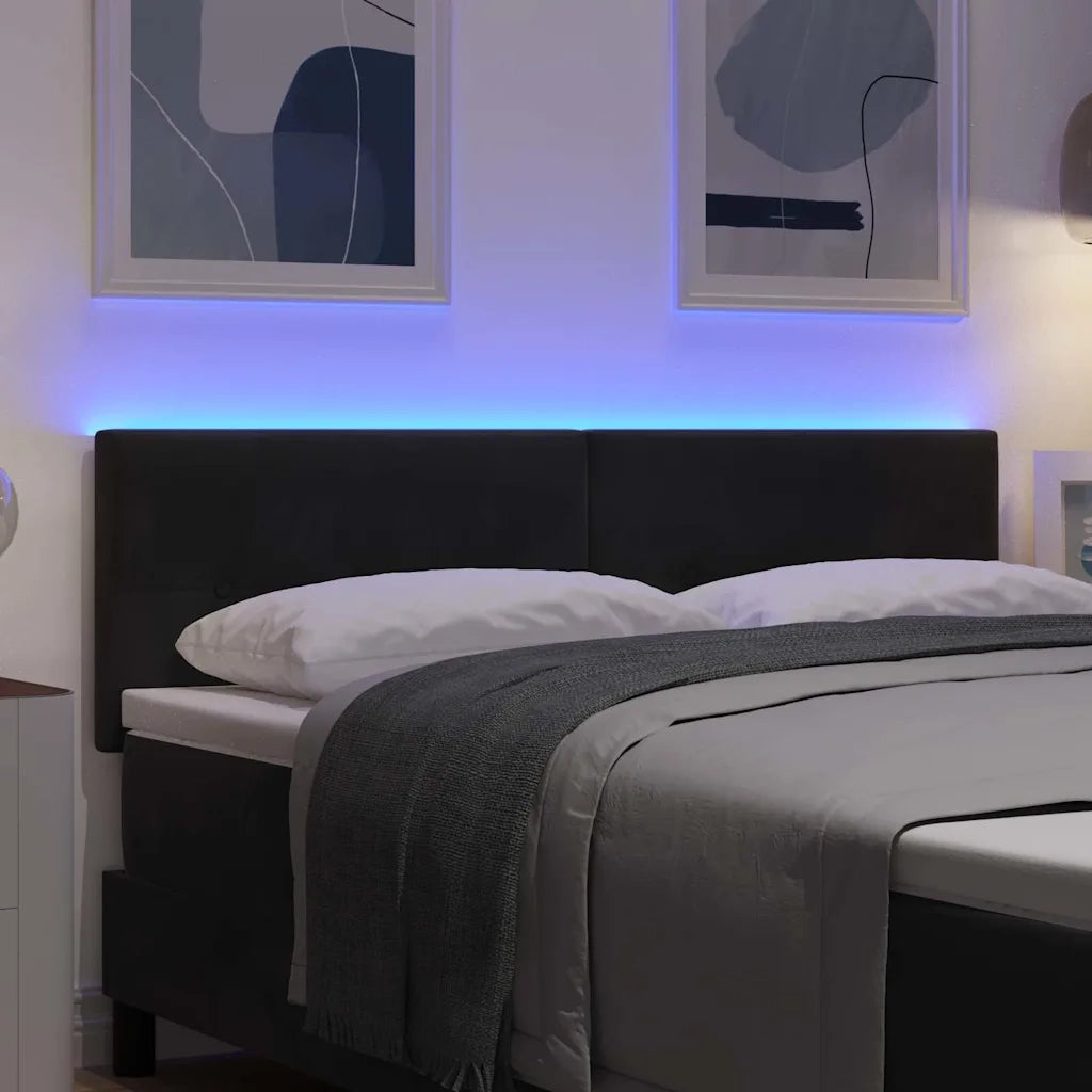 Testiera LED con strisce LED Nero 160 cm Velluto 3338144