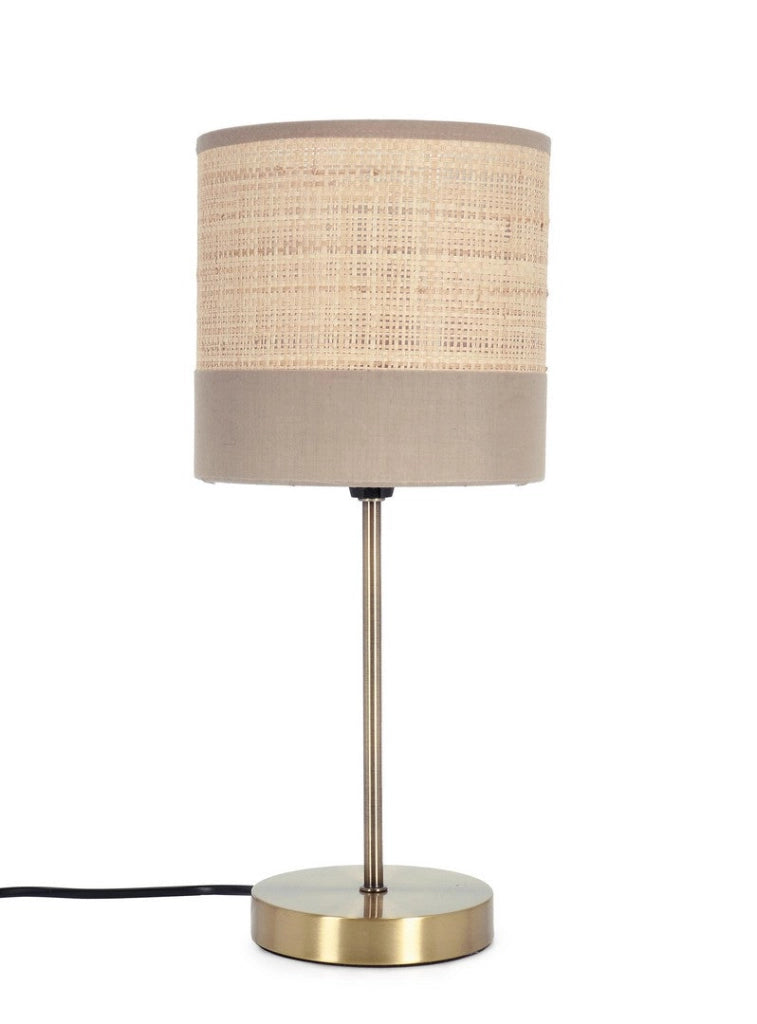 Lampada da Tavolo con Base in Acciaio e Paralume in Rafia - ZAIN
