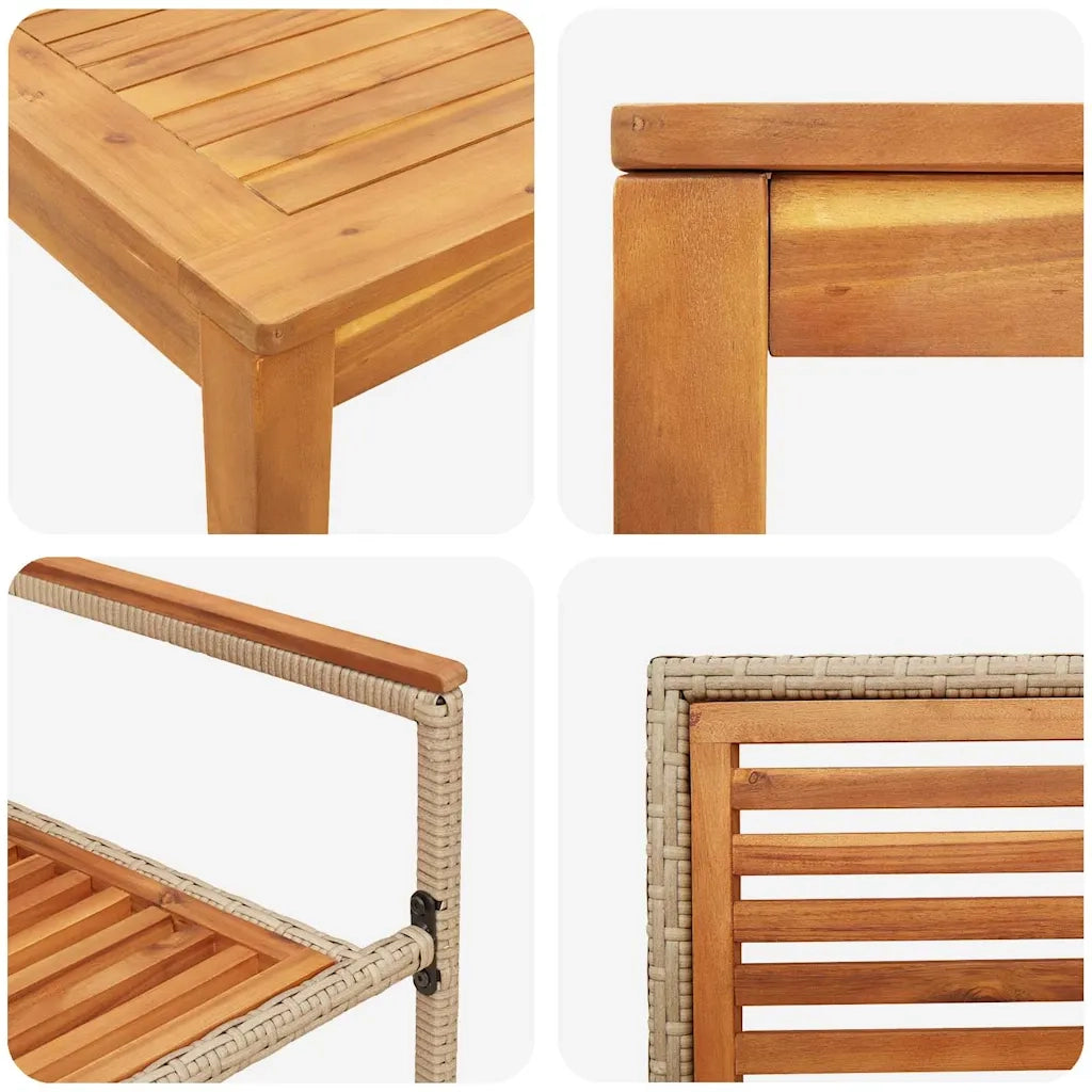 Set da Pranzo per Giardino 3 pcs Beige Legno di Acacia Massello 3365531