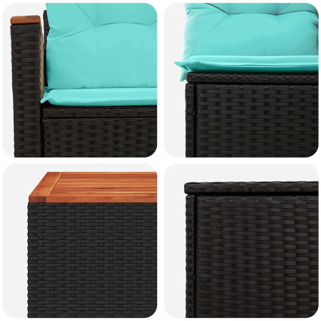 Set di divani 8 pz Nero e Blu Rattan sintetico e Acciaio 3448586