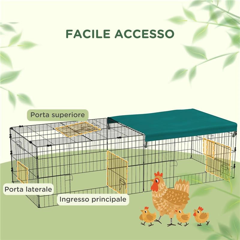 GABBIA PER CONIGLI DA ESTERNO E INTERNO CON TETTUCCIO IN ACCIAIO, 185X75X50CM, VERDE