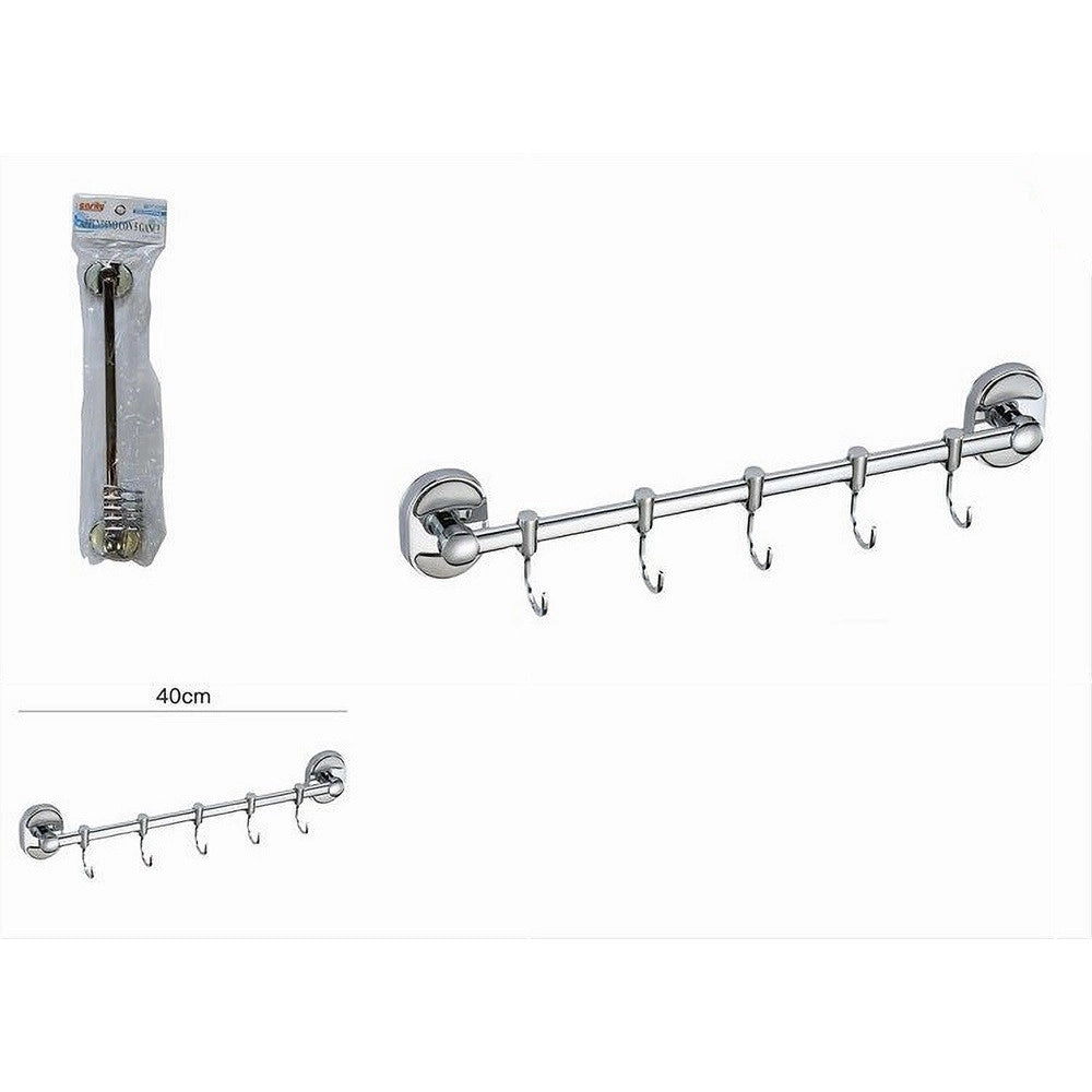 Trade Shop - Porta Asciugamani Maniglia Appendino 5 Ganci Fissaggio A Parete Bagno Oval 52006 -