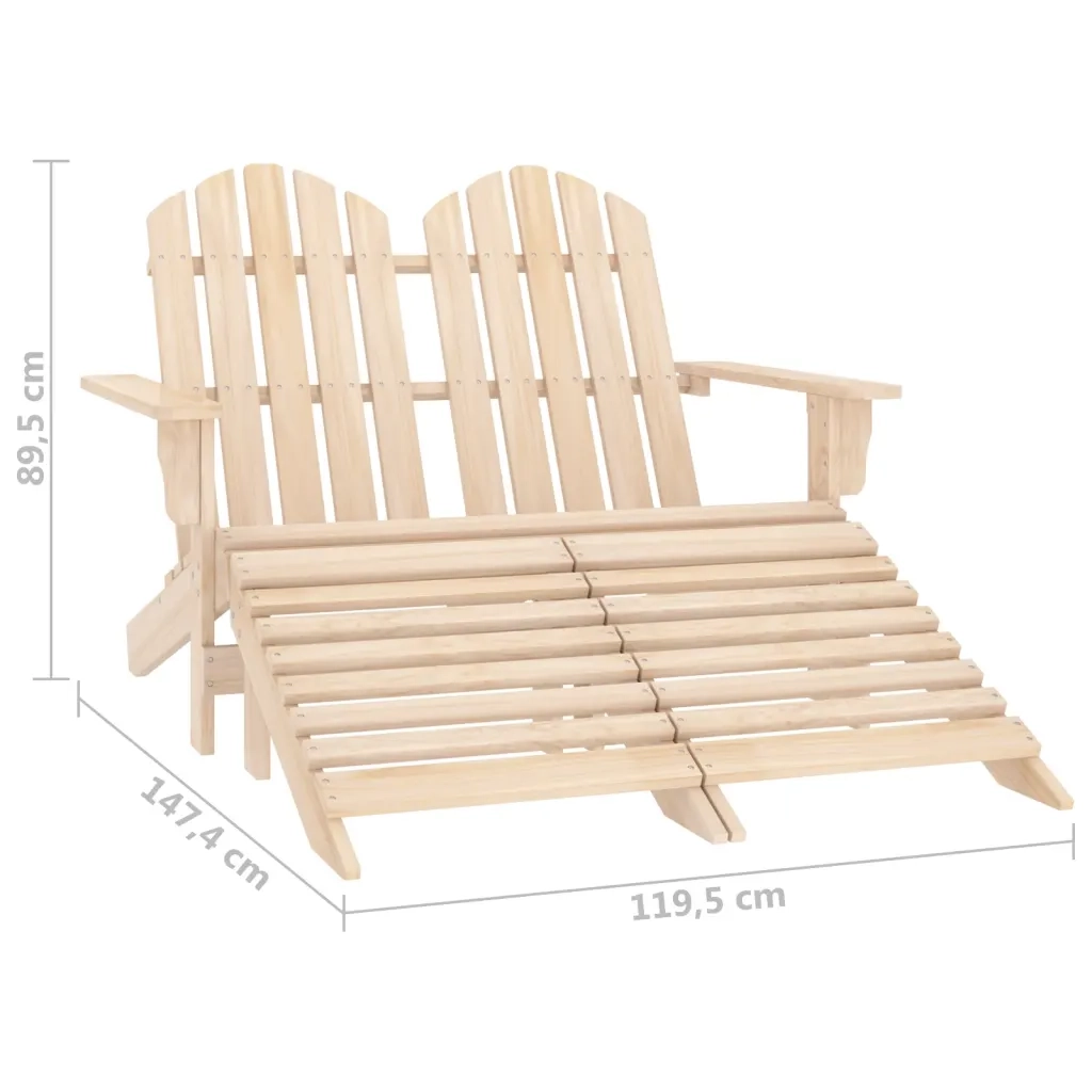 Sedia da Giardino a 2 Posti con Pouf in Legno di Abete 315912