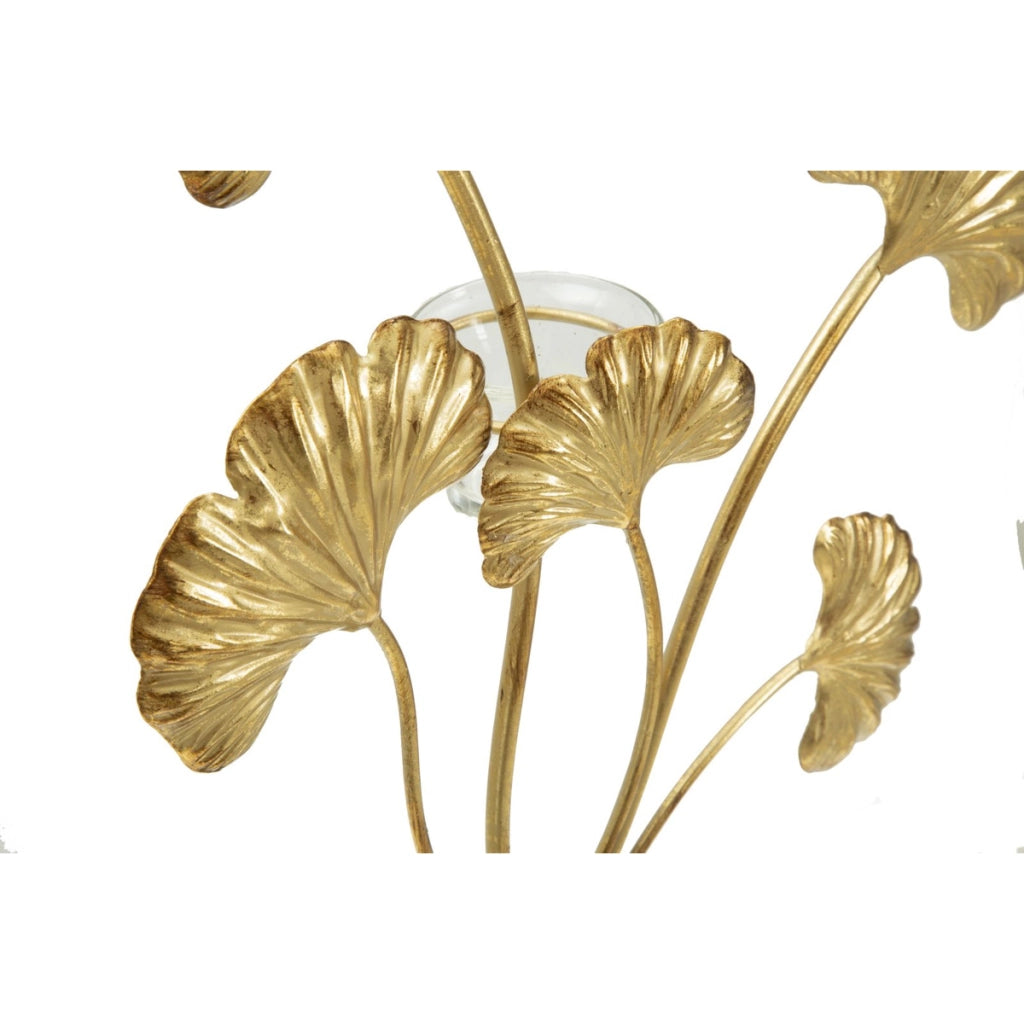 Portacandela Foglia 60, Oro, Metallo, 29x12,5x44 cm