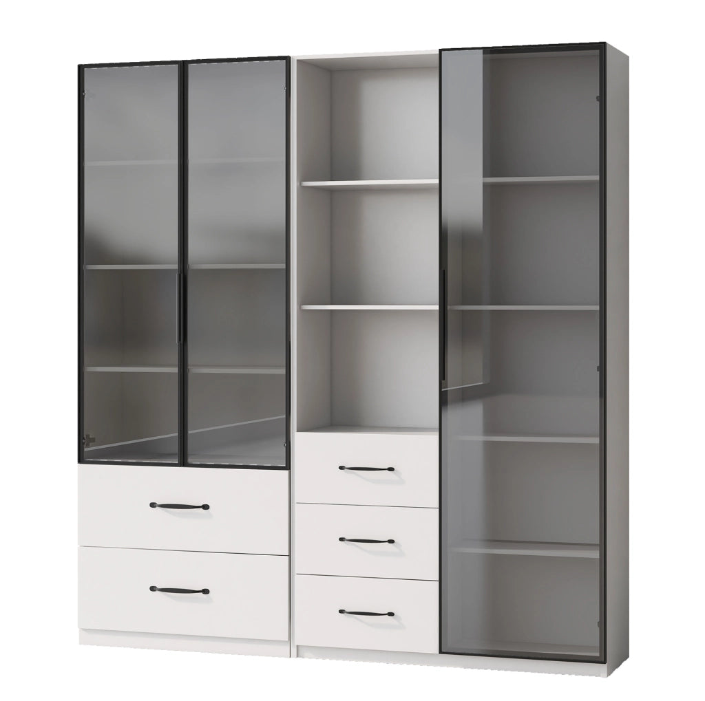 Vetrina LED modulare bianca 140 x 40 x 160 cm