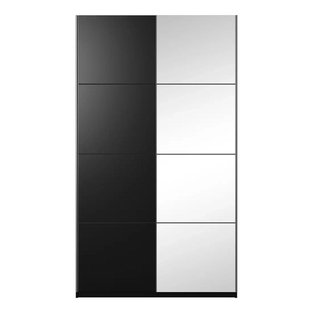 Armadio design 150cm. 2 porte con specchi modulari. Colore nero opaco. Collezione EOS