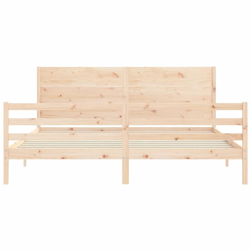 Giroletto con Testiera-Struttura Letto con testiera 200x200 cm in Legno Massello 178765