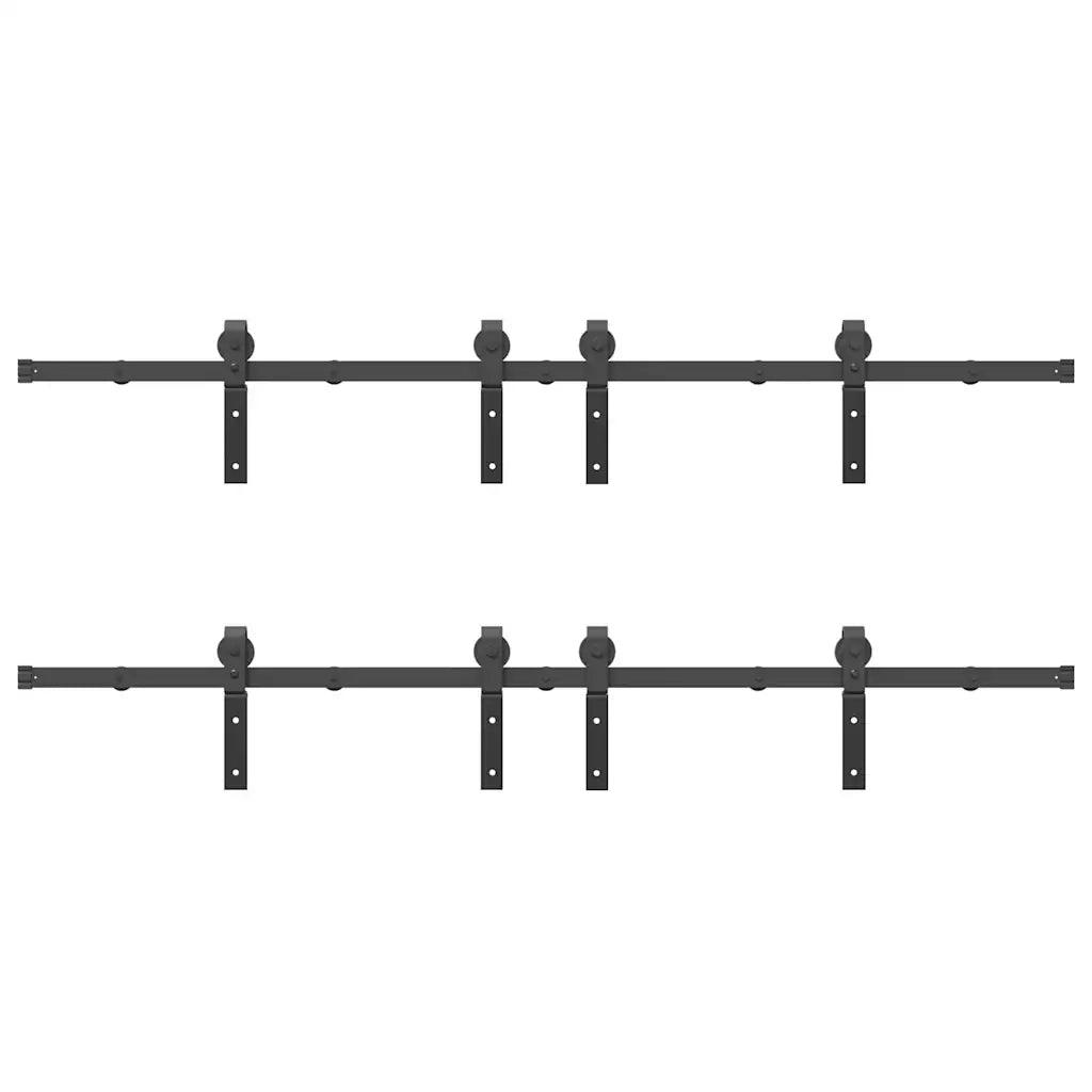 Kit di Binari per Porte Scorrevoli 366 cm Acciaio Nero CFW9918259