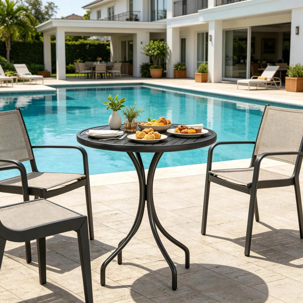 TAVOLO Bistrot da giardino rotondo Ø66 cm in acciaio nero