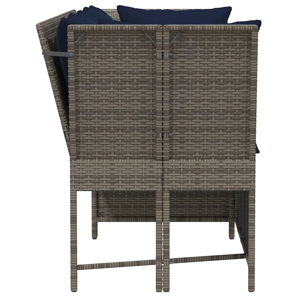 Divano da Giardino con Cuscini in Polyrattan Grigio 4104128