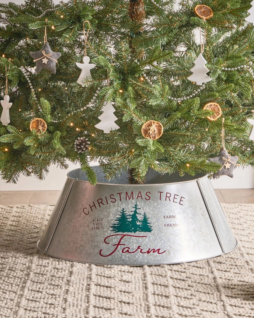 Copribase Albero di Natale collare in metallo argento ferro moderno rotondo casa accessori copertura per tronco Natale