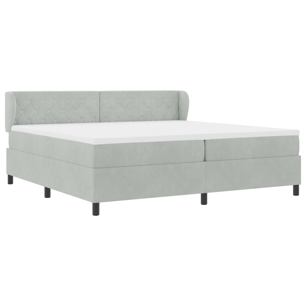 Letto con Rete a Molle e Materasso Grigio Chiaro 200x200 cm Velluto