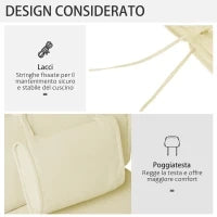 Cuscino Per Sdraio Lettino Prendisole Da Giardino 198x53x5cm Bianco Crema