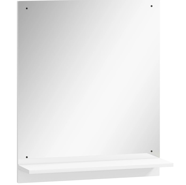 Specchio da parete bagno con ripiano bianco 50 x 60 cm