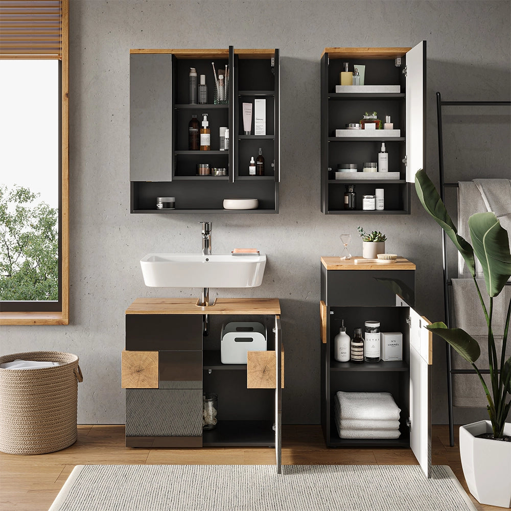 Vicco Set mobili bagno Antracite 4 parti