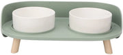 Cassetto per gatti con doppie vaschette alimentazione/acqua - leggero - prevenzione morsicature - protezione della colonna vertebrale - colore verde - cassetto per gatti