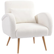 poltrona da lettura con cuscino lombare sfoderabile; braccioli lunghi; in pile e metallo bianco crema 77 Ã— 77 Ã— 83 cm
