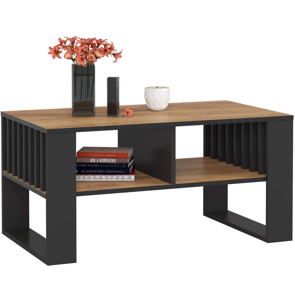 Tavolino da caffè AKORD ROCKFORD Quercia Craft 92 cm gambe Nere 92x53x45 cm