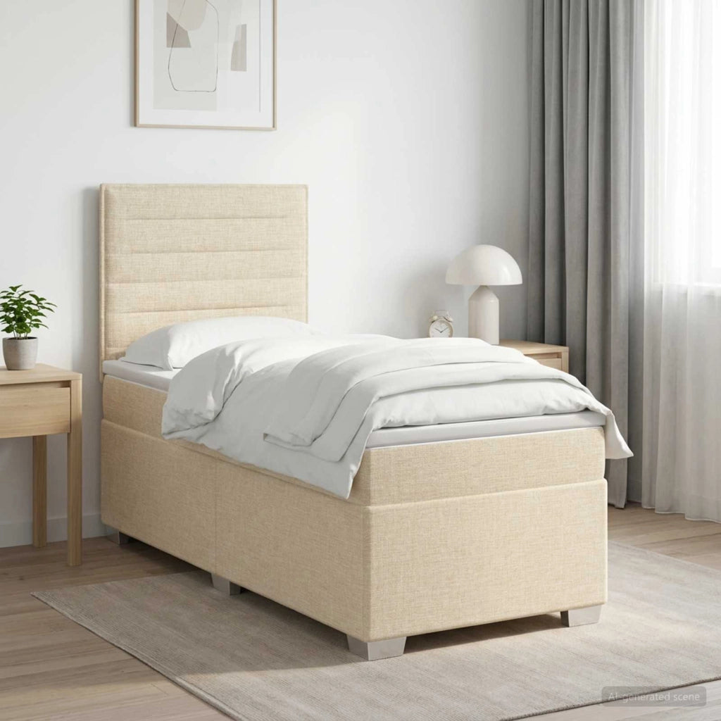 Letto box spring con materasso Crema 80 x 200 cm Tessuto 3453274