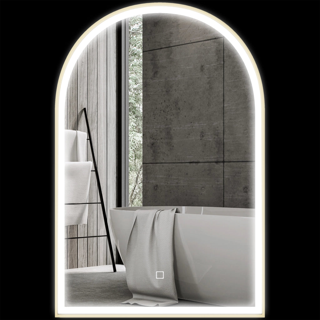 Specchio da bagno LED 90x60cm ¨C Xylo ¨C con antiappannamento e interruttore tattile, cornice in alluminio