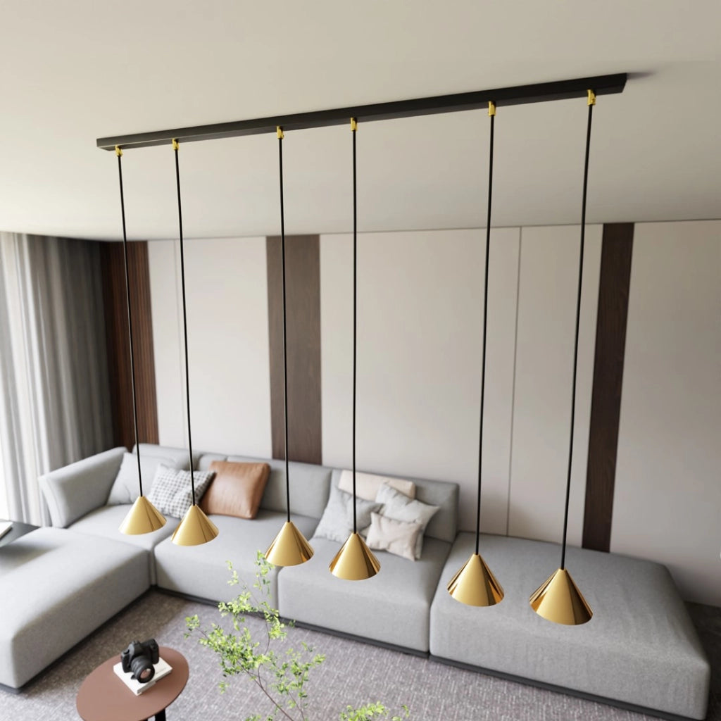 Lampada sospensione lineare ELIT Emibig nera oro 6xGX53