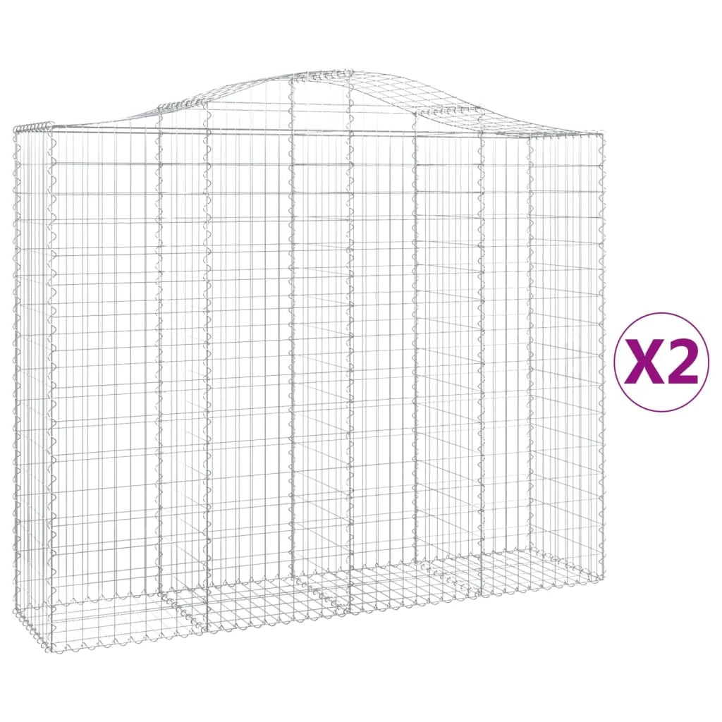 Set di 2 gabbioni ad arco per recinzione gabbia o muro di contenimento 200 x 50 x 160/180 cm ferro zincato argento 02_0041350