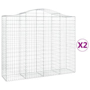 Set di 2 gabbioni ad arco per recinzione gabbia o muro di contenimento 200 x 50 x 160/180 cm ferro zincato argento 02_0041350