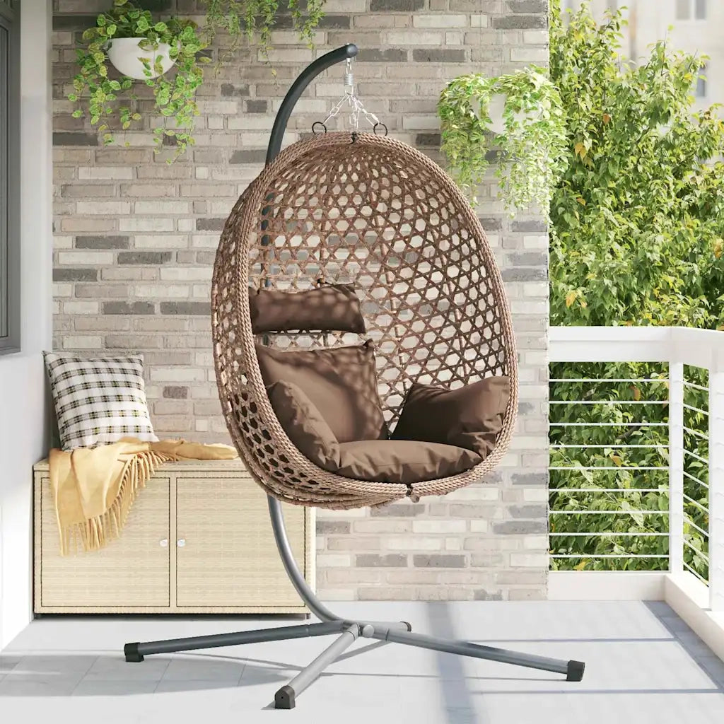 Sedia uovo sospesa Caffè 104 x 100 x 191 cm polyrattan 42003849