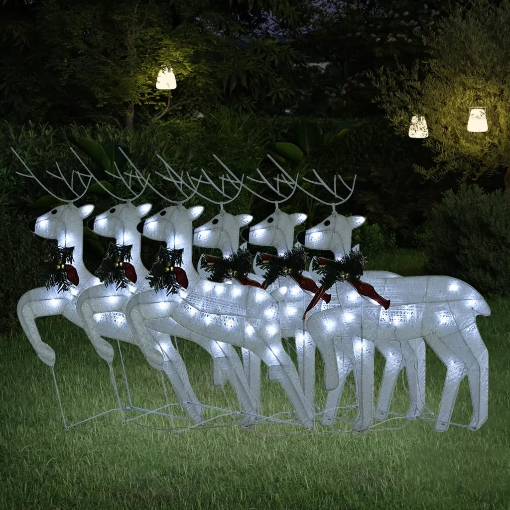Renne di Natale 6 pz Bianche 120 LED CFW5469456