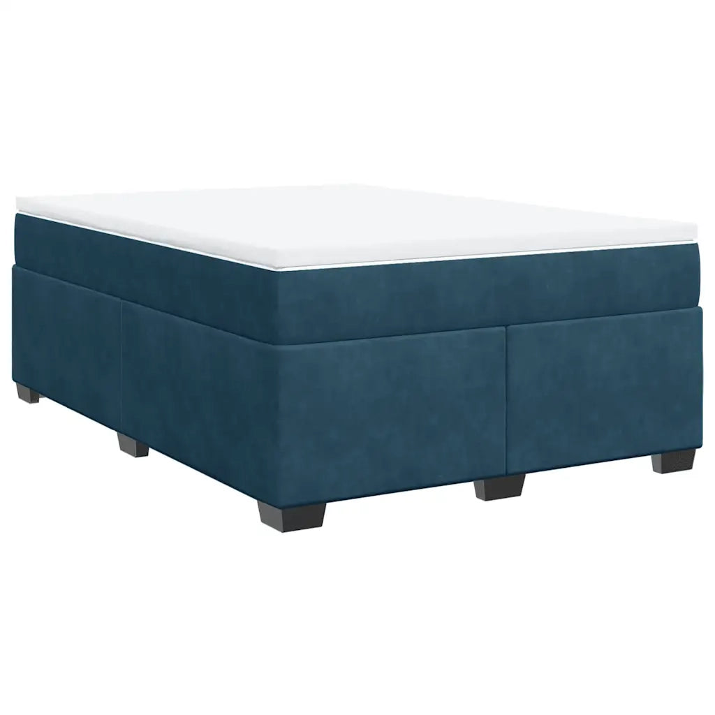 vidaXL Giroletto a Molle con Materasso Blu Scuro 140x200 cm in Velluto