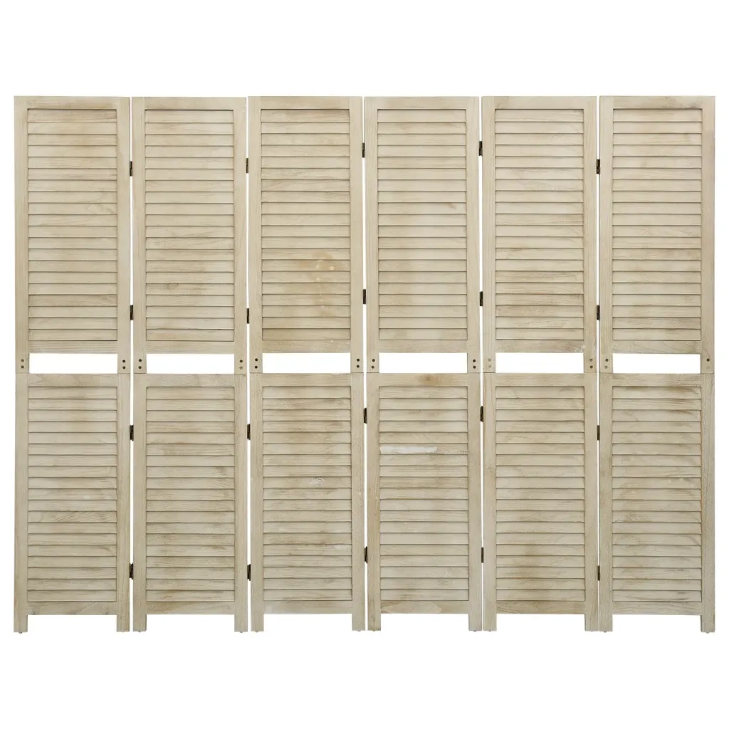 Divisorio Ambienti | Divider per stanze | Paravento a 6 Pannelli 210 x 165 cm Legno Massello di Paulownia