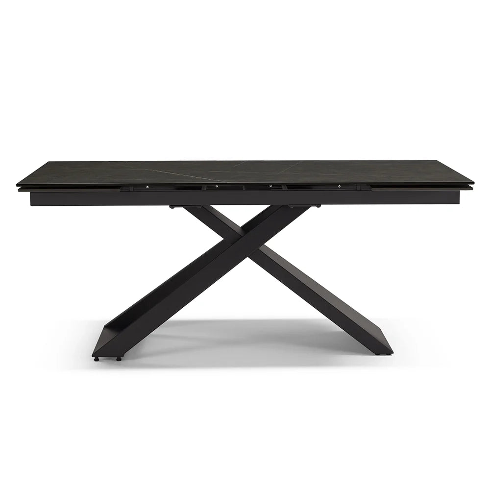 Tavolo allungabile da pranzo Pietra Nera 180x90 HIDRA fino a 260 CM per sala da pranzo, cucina e soggiorno, design moderno con top in grès ceramico