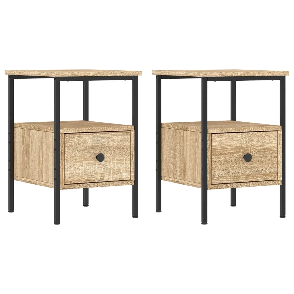 Set di 2 Comodini | Armadio da Notte | Mobiletto da notte Rovere Sonoma 34x36x50 cm in Legno Multistrato