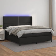 Giroletto a Molle con Materasso e LED Nero 180x200cm Similpellecod mxl 99400