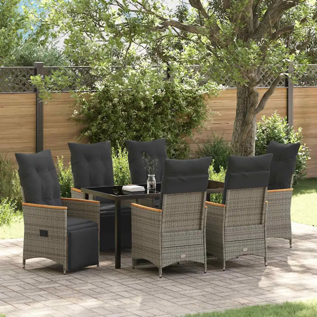 Set da Pranzo per Giardino con cuscino 7 pcs Grigio polyrattan 3379629
