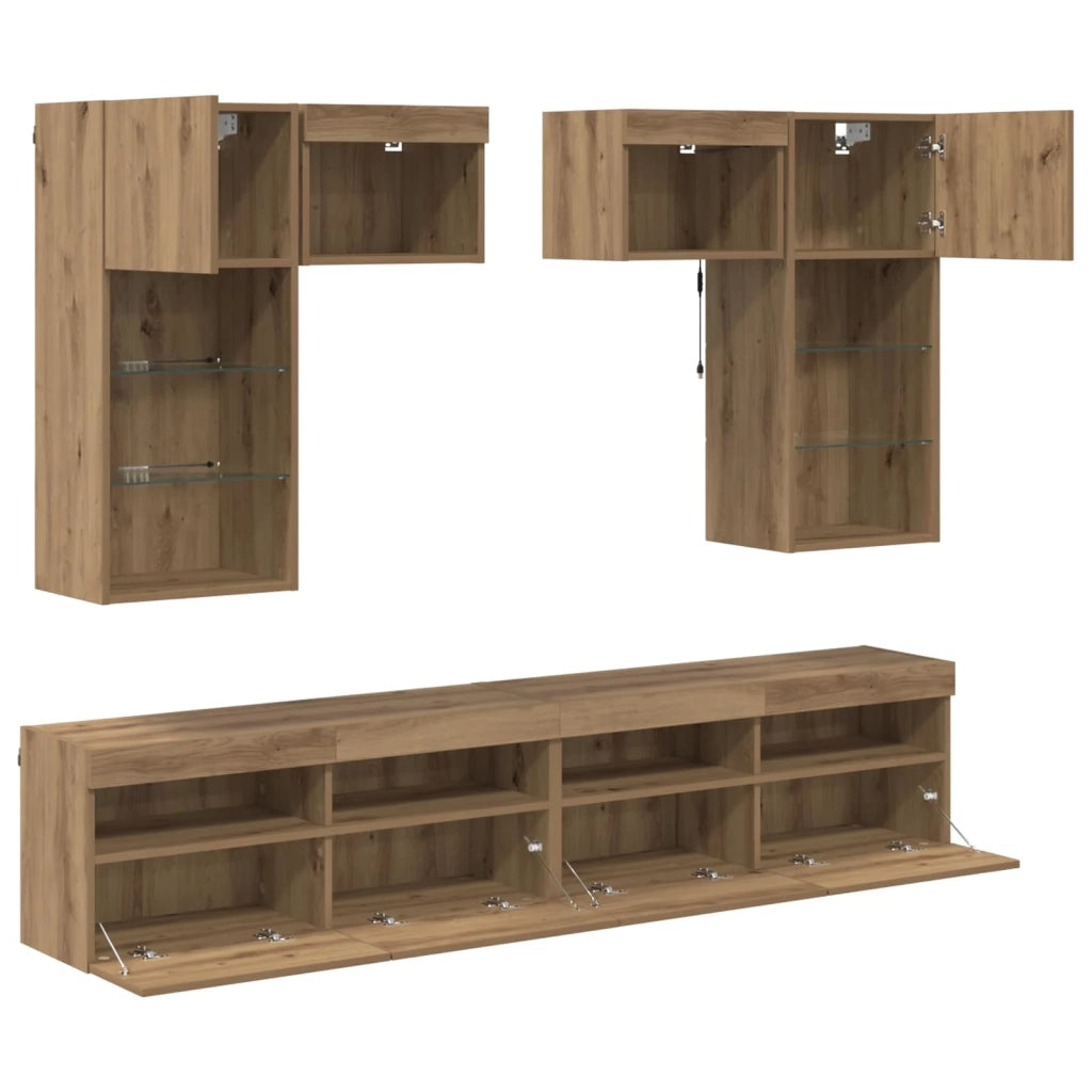 Unità per TV a Muro 6 pcs Legno vecchio Legno multistrato 3402789