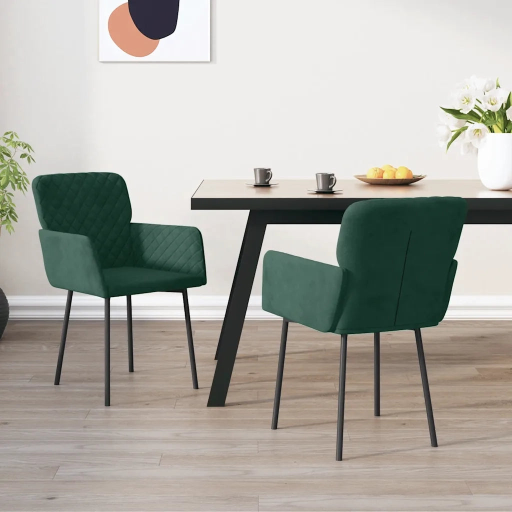 Sedie da Pranzo 2 pz Verde Scuro in Vellutocod mxl 71497