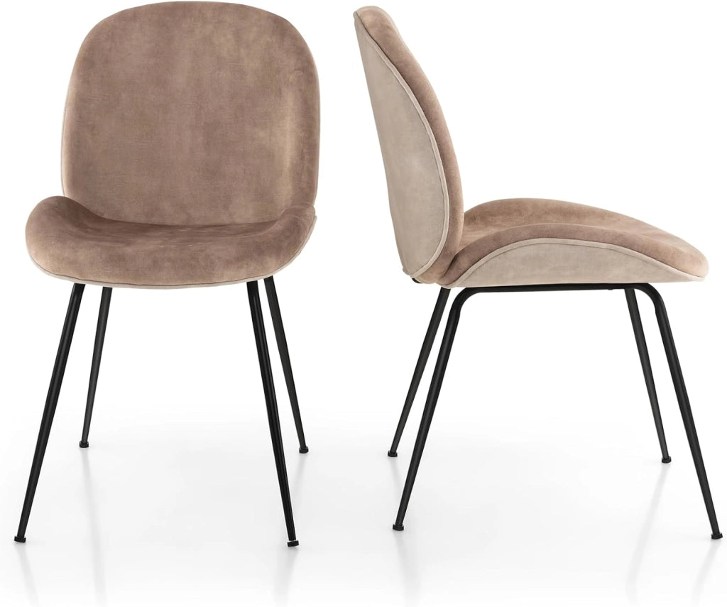 Set di 2 sedie moderne per sala da pranzo, sedie supplementari in velluto con gambe in metallo resistenti, sedie da salotto imbottite, perfette per la cucina, vanità, camera da letto, grigio