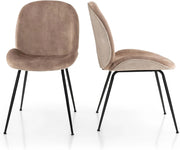 Set di 2 sedie moderne per sala da pranzo, sedie supplementari in velluto con gambe in metallo resistenti, sedie da salotto imbottite, perfette per la cucina, vanità, camera da letto, grigio