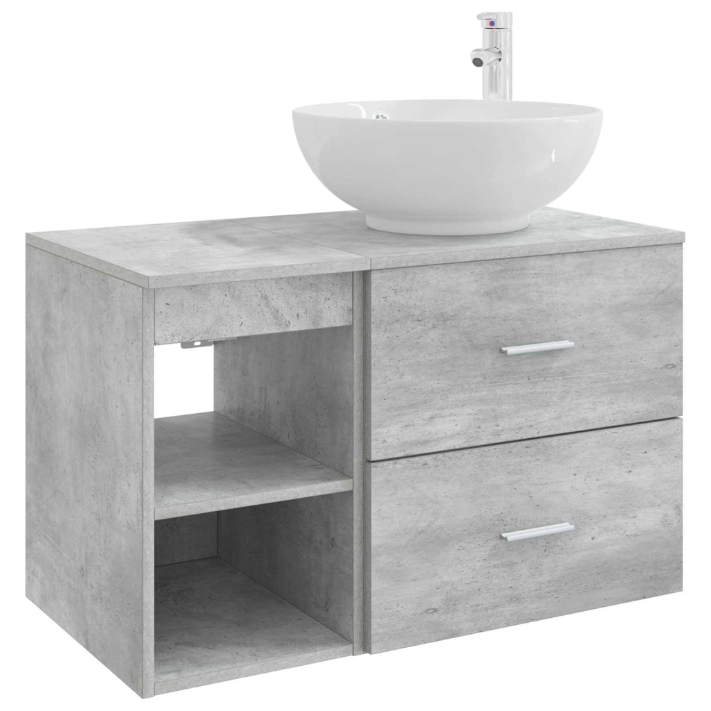 Set di mobili per il bagno 2 pz Grigio Cemento 3403915