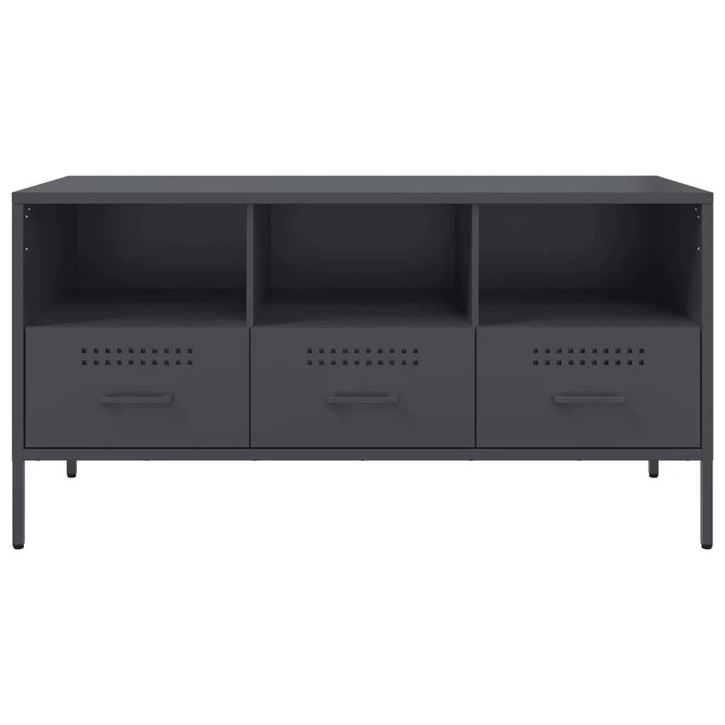 Mobile TV multimediale scaffale TV credenza mobile TV sala da pranzo soggiorno camera da letto antracite 100,5 x 39 x 50,5 cm acciaio antracite 02_0026381