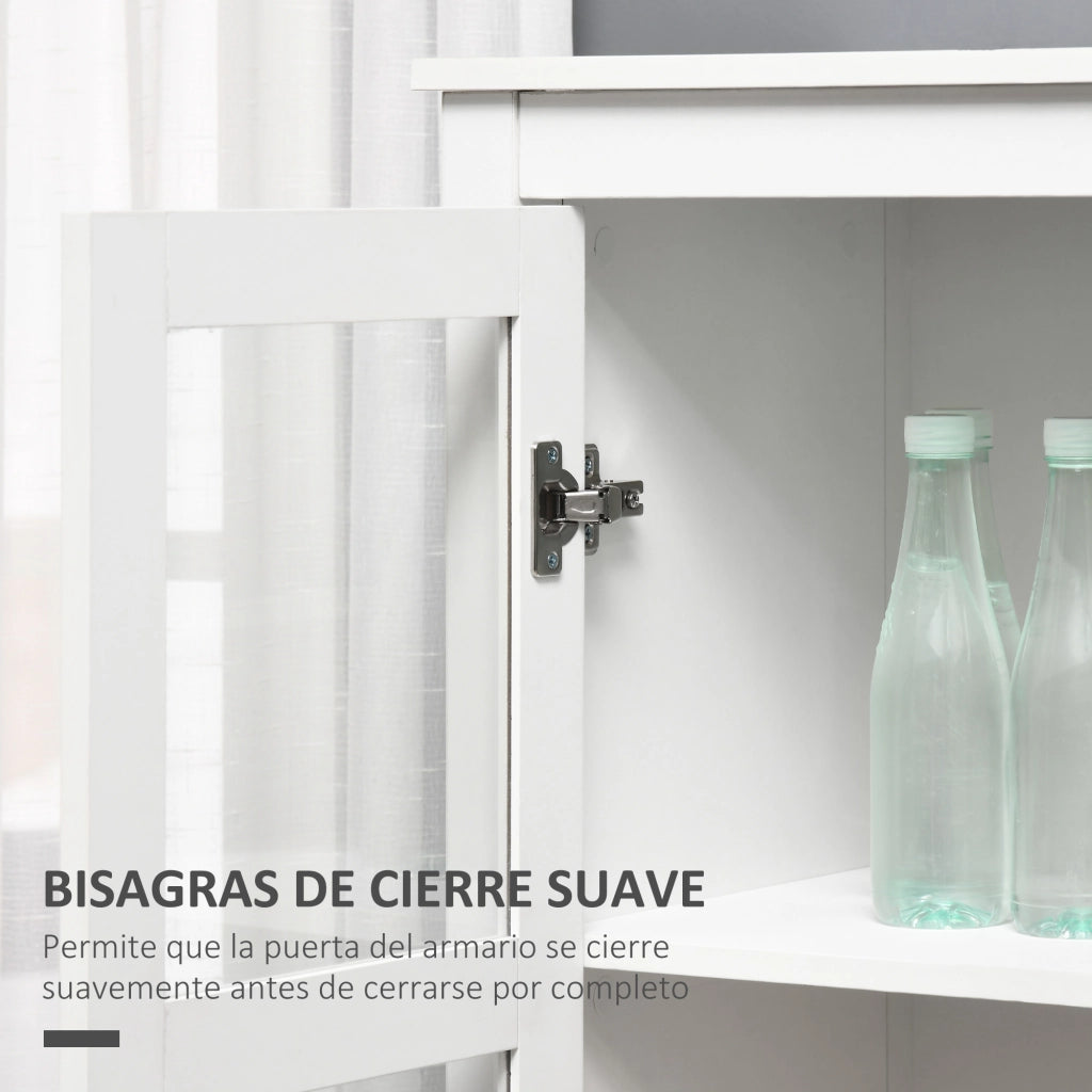 Armadio Vetrina con Ante a Vetro e Cassetti ¨C Zephmum ¨C Bianco 80x40x160cm