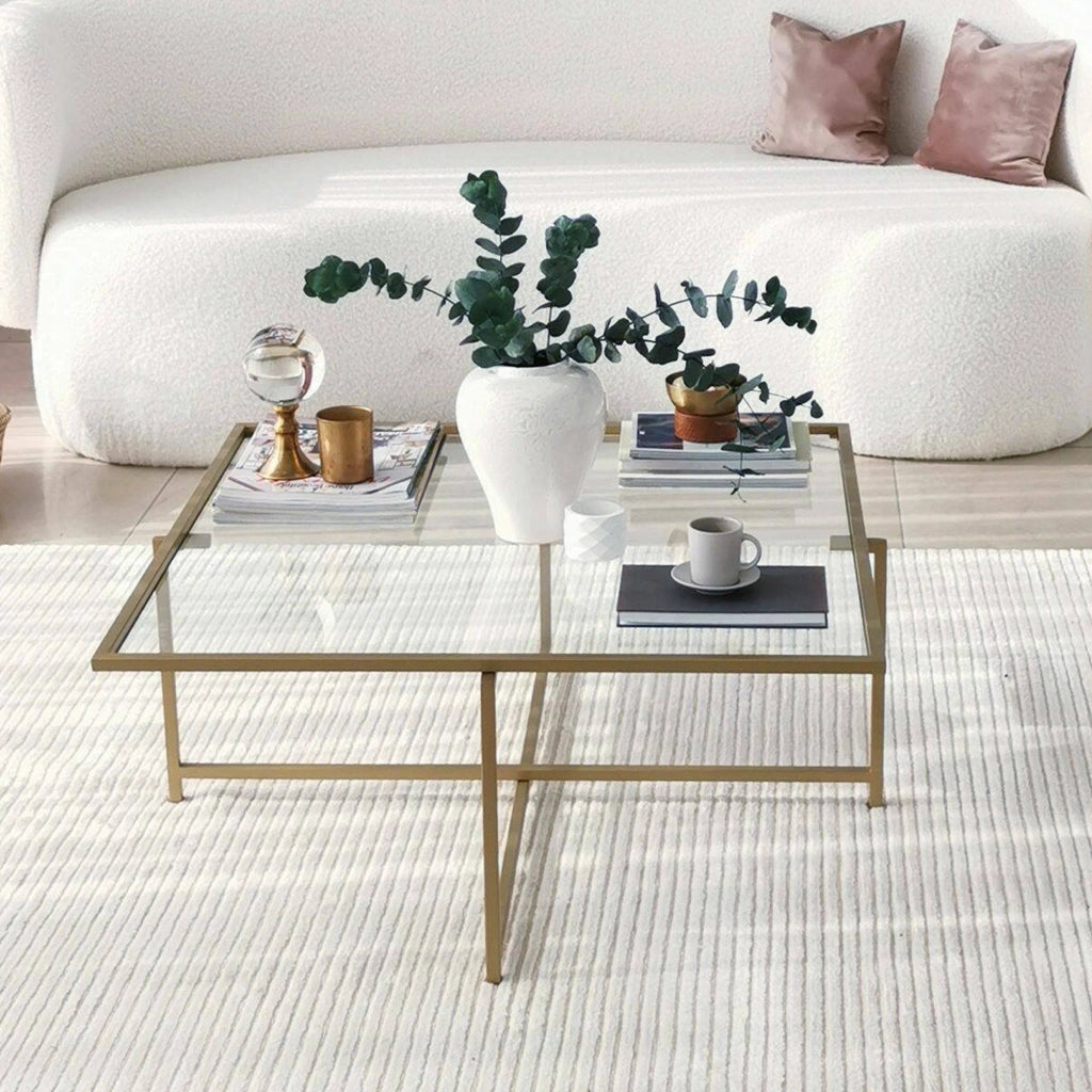 Mascate, Tavolino da Salotto Cassetti, 85x85x35h cm oro