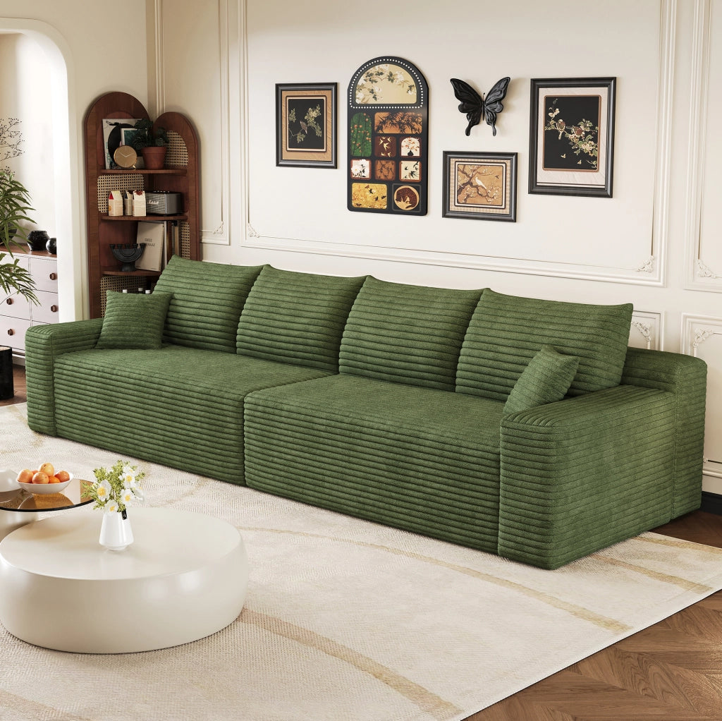 SOFA Modulare 302 cm in tessuto corduroy verde