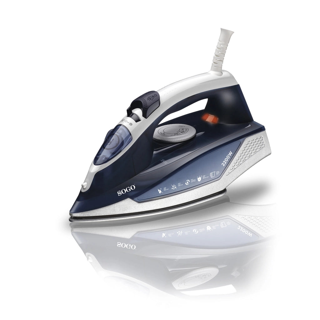 Ferro da stiro a vapore elettrico 2200W, piastra ceramica, serbatoio 250ml, vapore verticale stiratura - SOGO