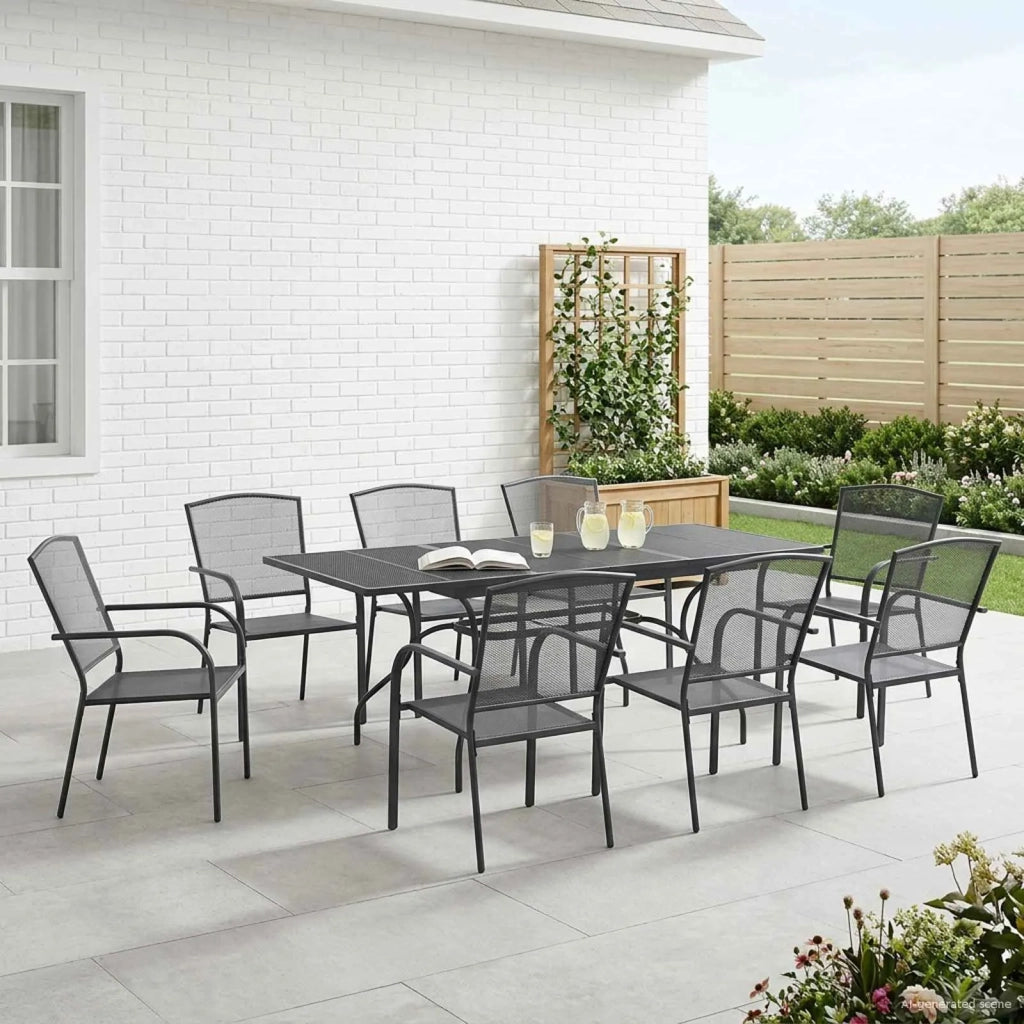 Set da Pranzo per Giardino 9 pcs Antracite 212 x 90 x 76 cm