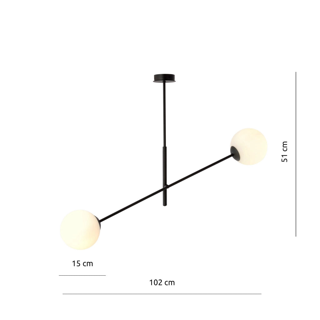 Lampada a sospensione Emibig Linear 2xE14 nero opale