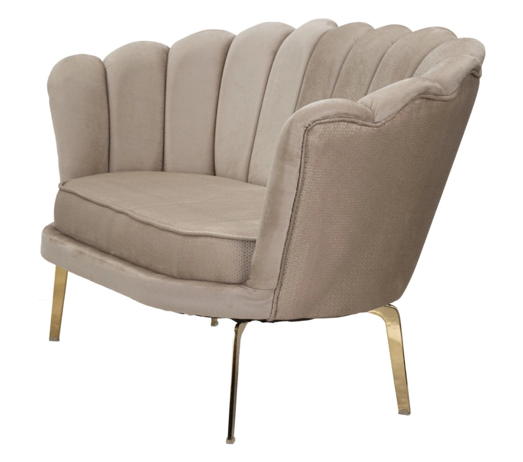 Divano in tessuto crema e metallo dorato 136x76x78cm Vienna Plus